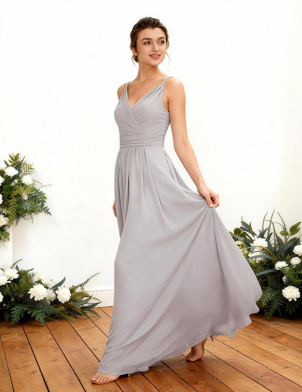 Elegant Long Prom Bridesmaid Dress - V-Neck & Zipper