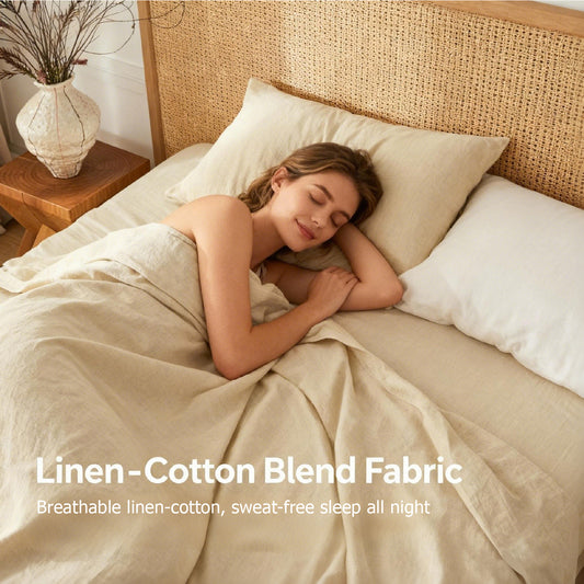 Breathable and durable linen bedding set - 18-inch deep pockets