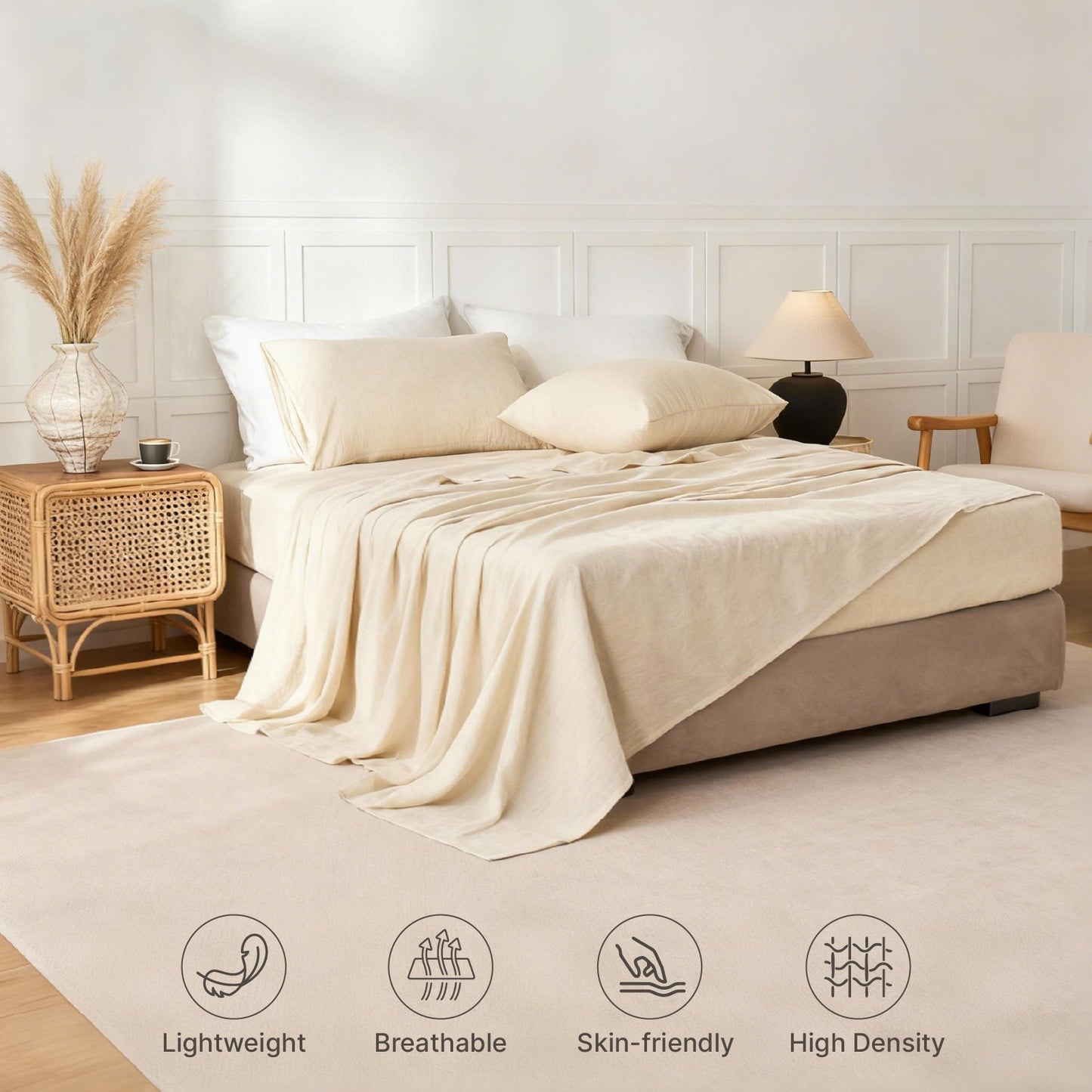 Breathable and durable linen bedding set - 18-inch deep pockets