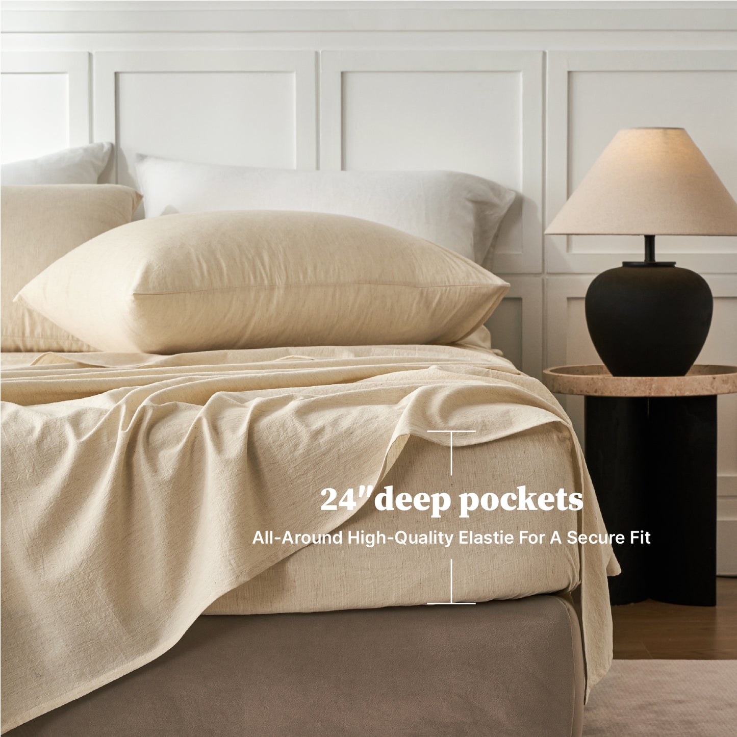 Breathable and durable linen bedding set - 18-inch deep pockets