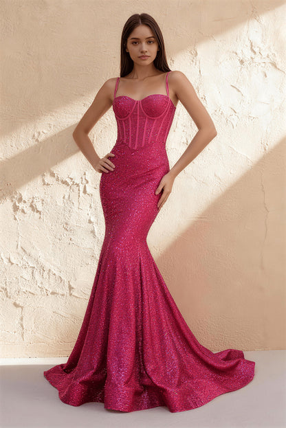 Burgundy sequined fitted fishtail maxi dress - ANACOSPLAYONE