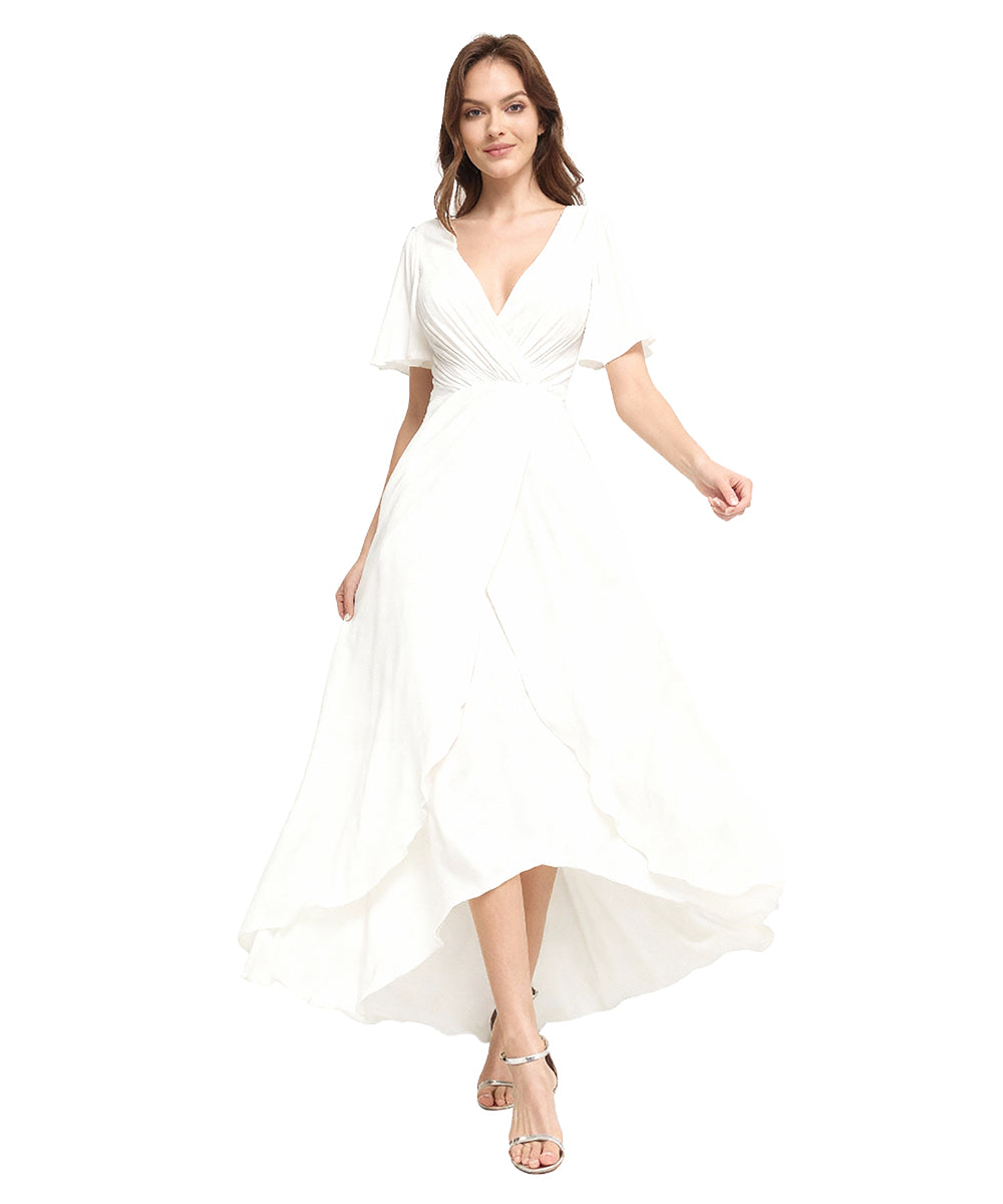 Chiffon Prom Bridesmaid Maxi Dresses with Spaghetti A-Line