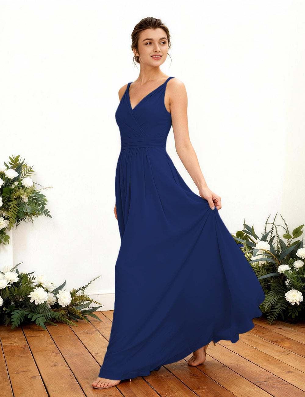 Elegant Long Prom Bridesmaid Dress - V-Neck & Zipper