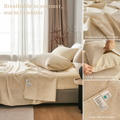 Breathable and durable linen bedding set - 18-inch deep pockets