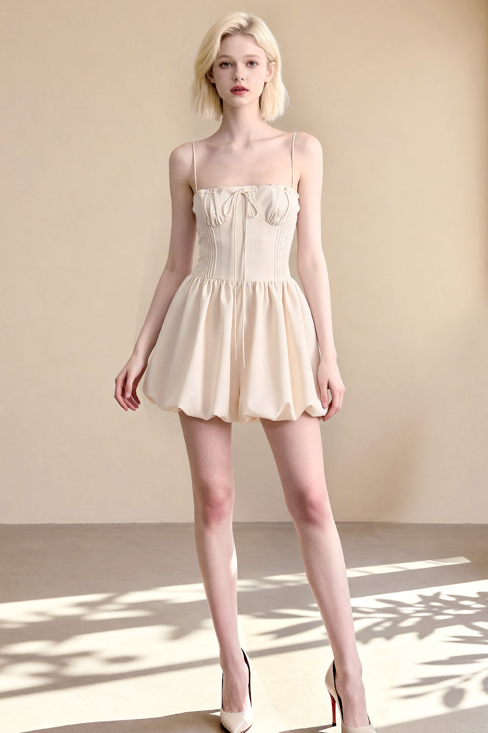 Khaki slim-fit ruched bubble skirt - ANACOSPLAYONE
