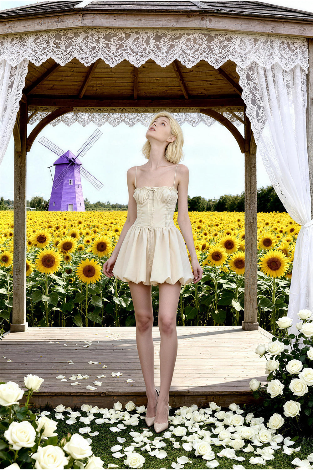 Khaki slim-fit ruched bubble skirt - ANACOSPLAYONE