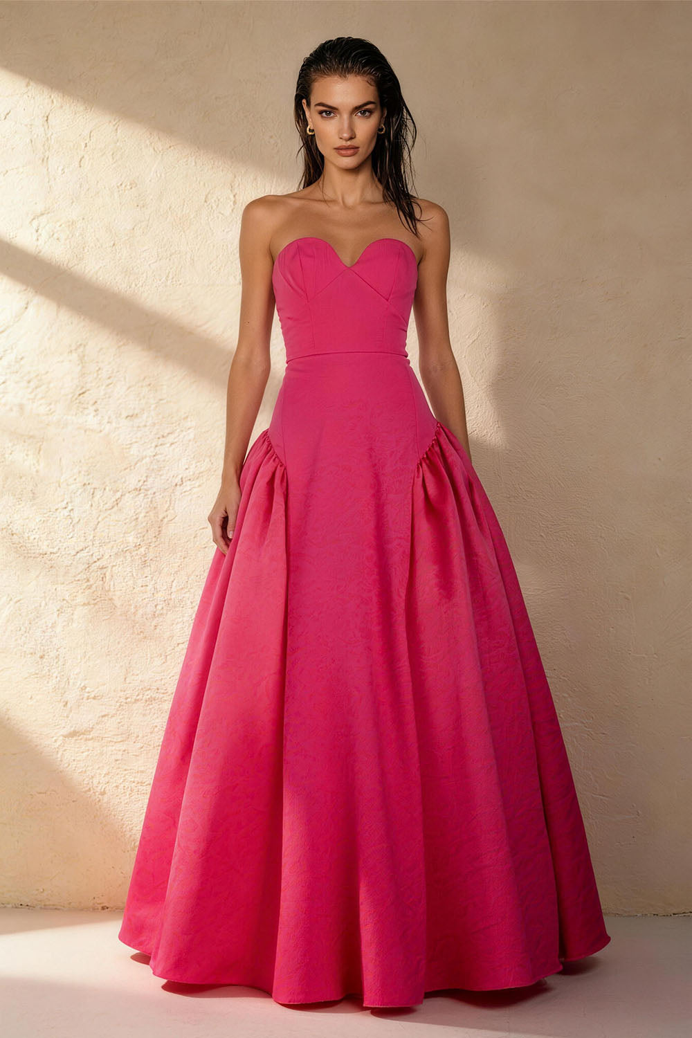 Red strapless slim-fitting ruched princess-style Prom Dress - ANACOSPLAYONE