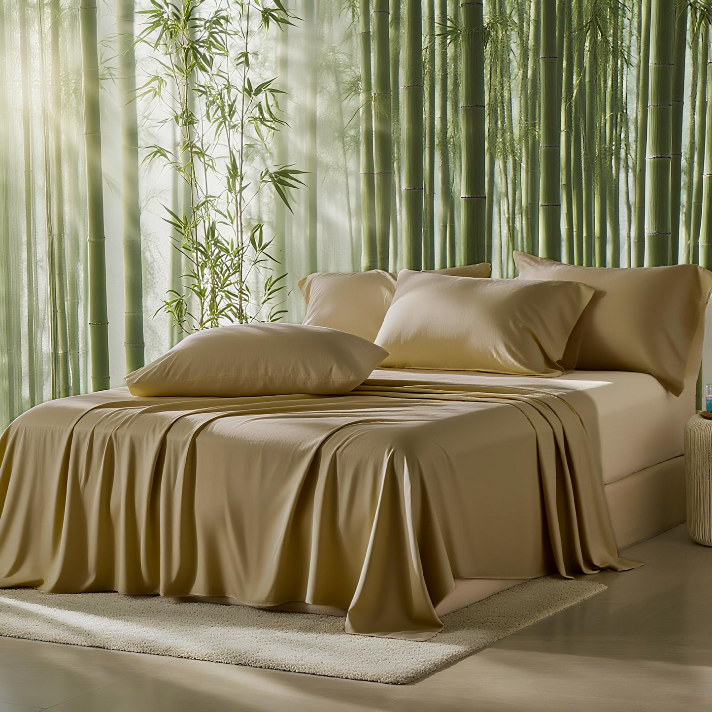 100% bamboo fiber soft, cool and breathable sheet set with deep pocket design