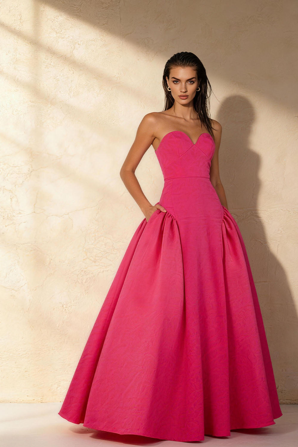 Red strapless slim-fitting ruched princess-style Prom Dress - ANACOSPLAYONE