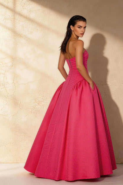 Red strapless slim-fitting ruched princess-style Prom Dress - ANACOSPLAYONE