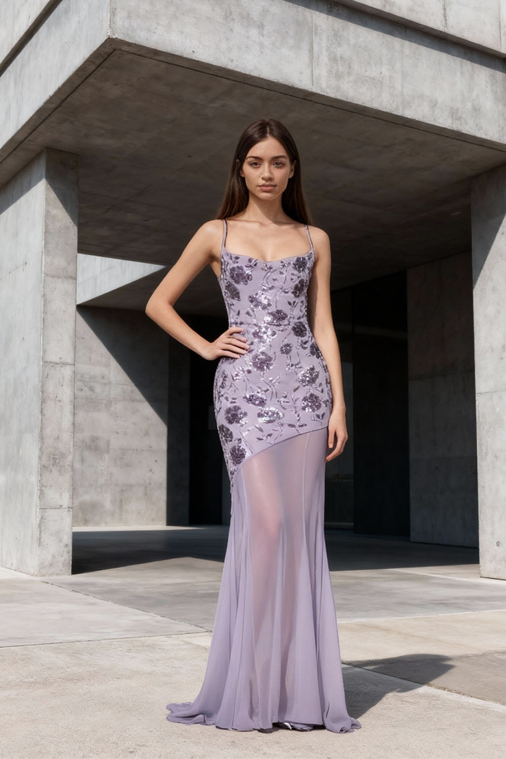 Sequined tulle backless fitted mermaid dress - ANACOSPLAYONE