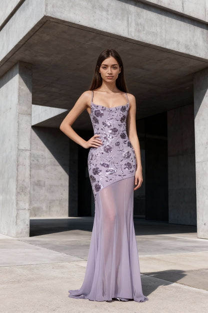 Sequined tulle backless fitted mermaid dress - ANACOSPLAYONE