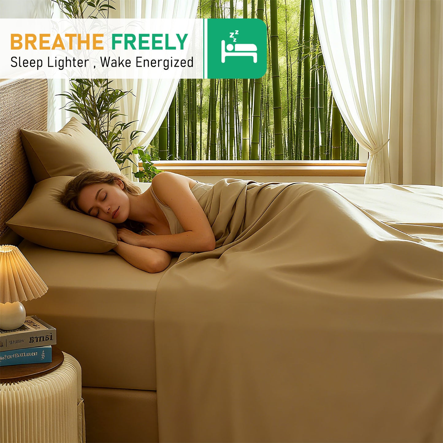 100% bamboo fiber soft, cool and breathable sheet set with deep pocket design