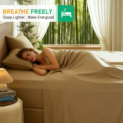 100% bamboo fiber soft, cool and breathable sheet set with deep pocket design