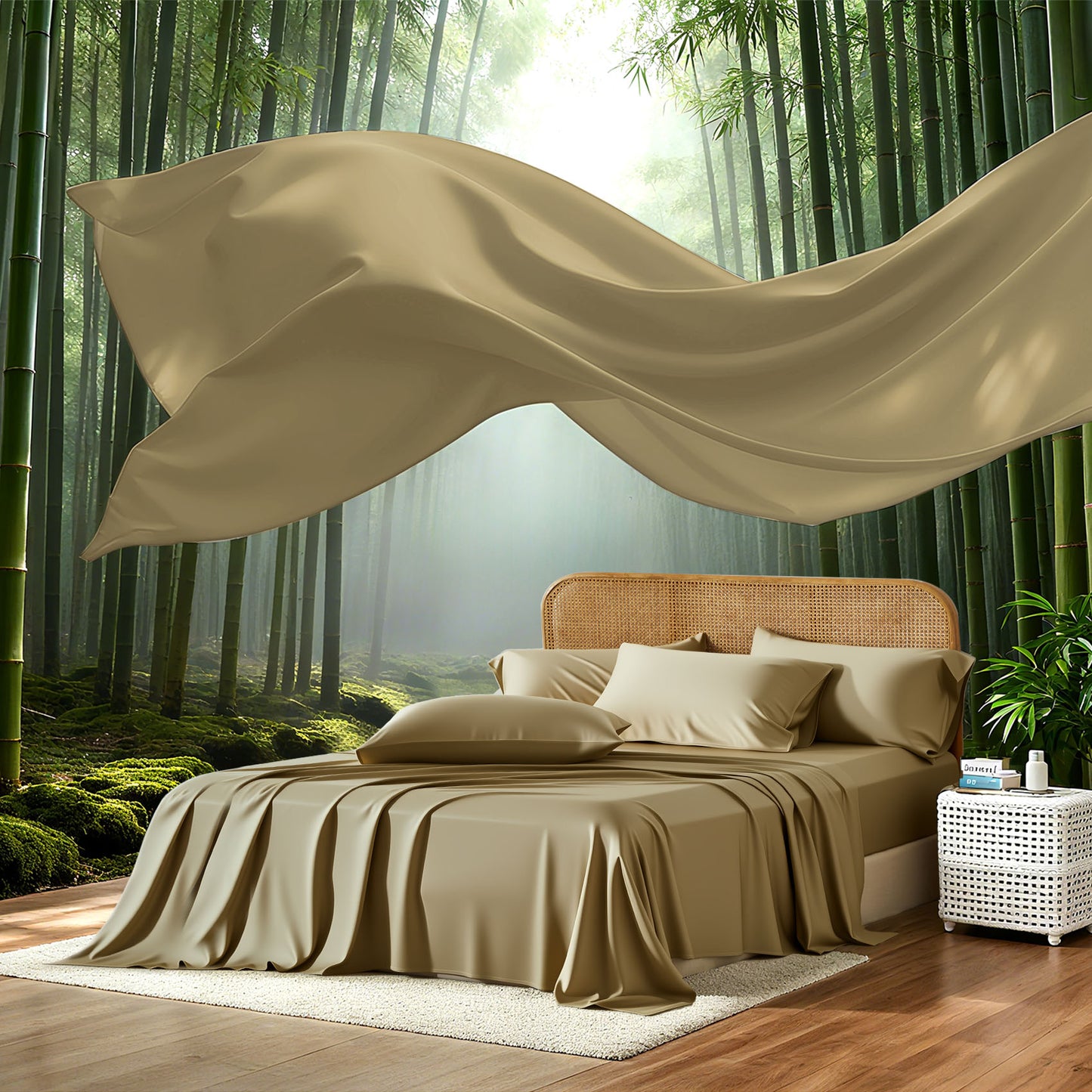 100% bamboo fiber soft, cool and breathable sheet set with deep pocket design