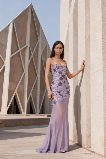 Sequined tulle backless fitted mermaid dress - ANACOSPLAYONE