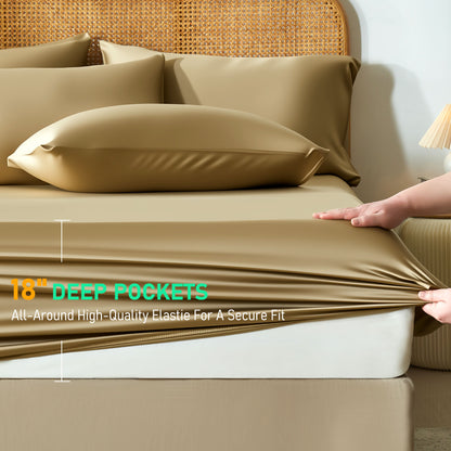 100% bamboo fiber soft, cool and breathable sheet set with deep pocket design
