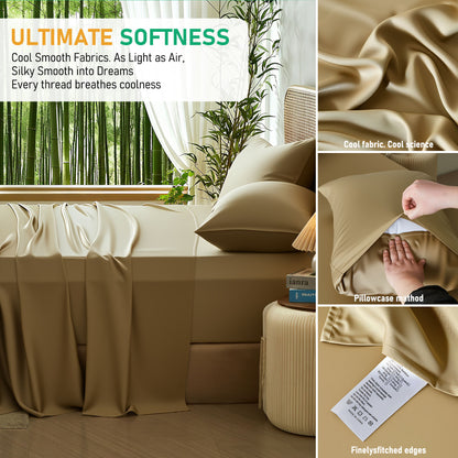 100% bamboo fiber soft, cool and breathable sheet set with deep pocket design