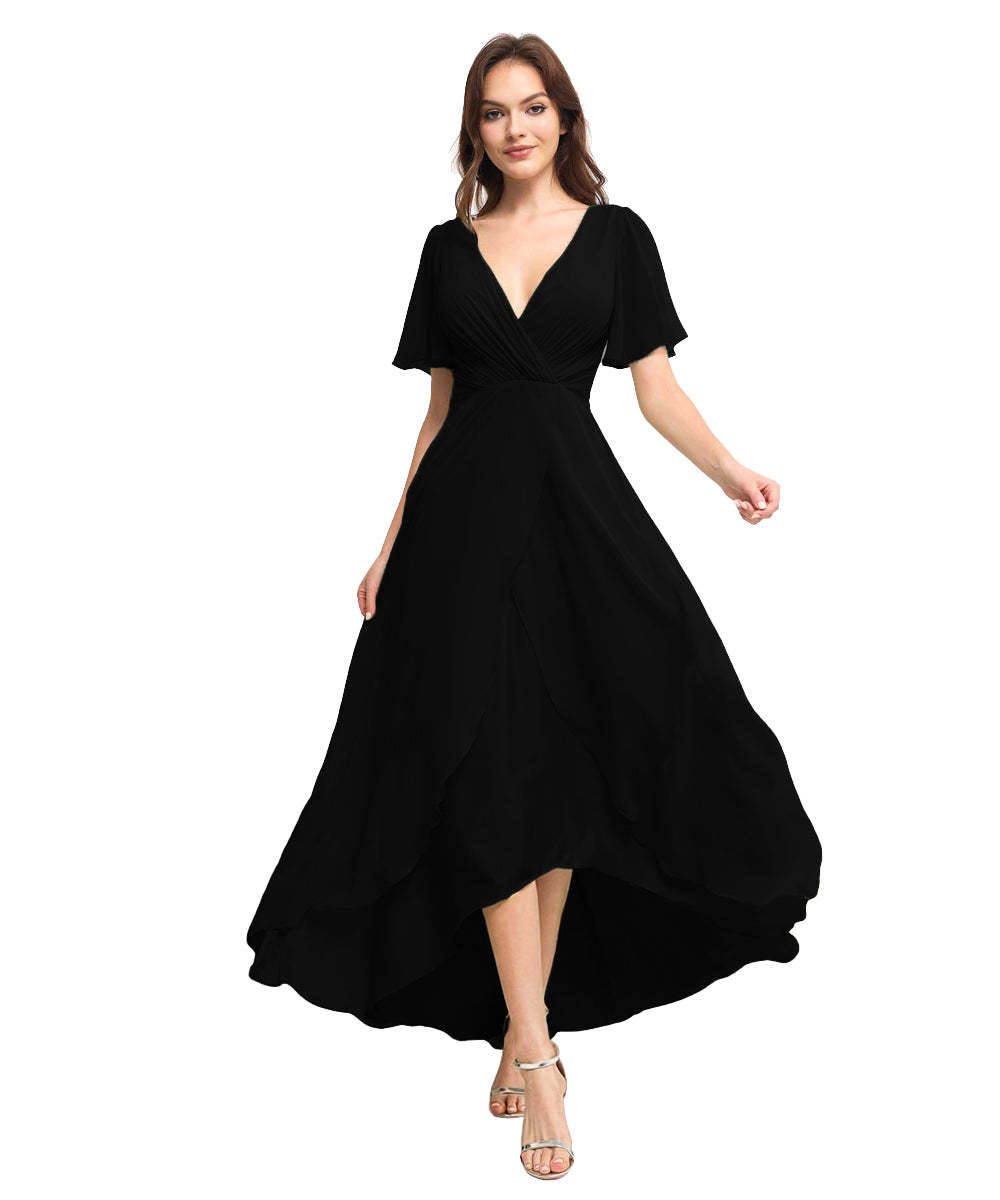 Chiffon Prom Bridesmaid Maxi Dresses with Spaghetti A-Line