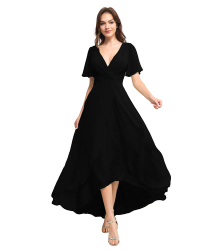 Chiffon Prom Bridesmaid Maxi Dresses with Spaghetti A-Line