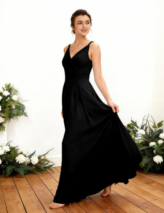 Elegant Long Prom Bridesmaid Dress - V-Neck & Zipper