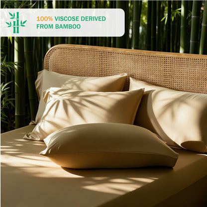 100% bamboo fiber soft, cool and breathable sheet set with deep pocket design