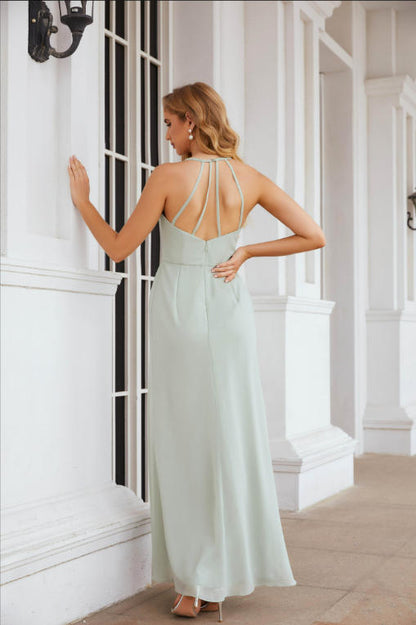 Sleeveless V-Neck Long Prom Dress - Zipper