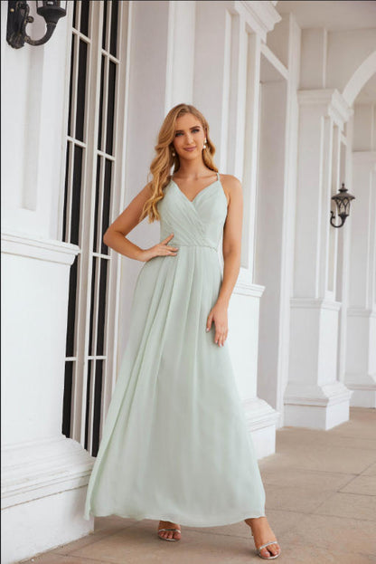Sleeveless V-Neck Long Prom Dress - Zipper