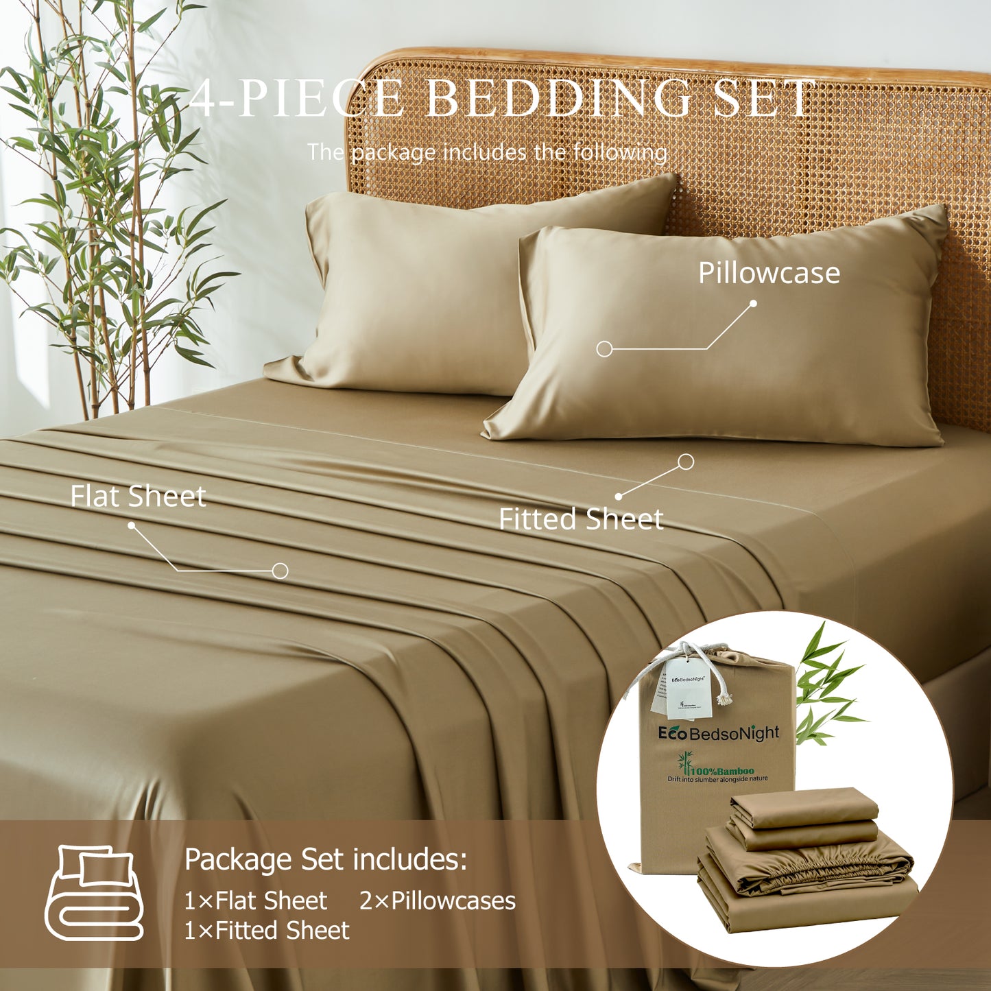 100% bamboo fiber soft, cool and breathable sheet set with deep pocket design